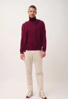 ELLIOT gilet col zippé capuche bordeaux